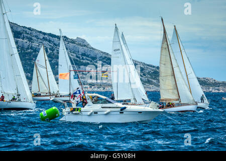 Les Voiles du Vieux-Port Stockfoto