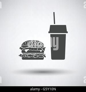 Fast-Food-Symbol auf grauem Hintergrund, Runde Schatten. Vektor-Illustration. Stock Vektor