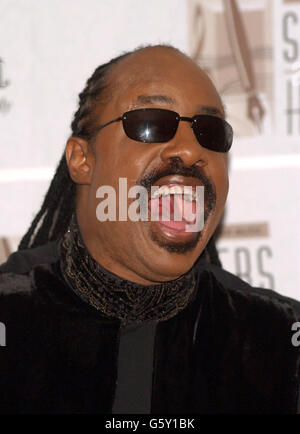 Die amerikanische Sängerin Stevie Wonder, die im Rahmen der National Academy of Popular Music/Songwriters Hall of Fame Zeremonie im Sheraton New York Hotel & Towers in New York City mit dem Sammy Cahn Lifetime Achievement Award ausgezeichnet wurde. Stockfoto