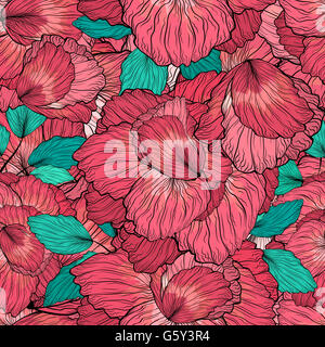 Nahtlose floralen Ornament-Muster mit Blumen und Blätter Stockfoto