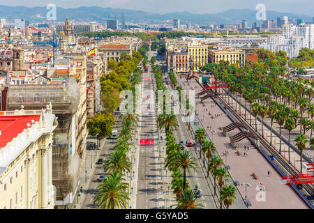 Passeig de Colom in Barcelona, Katalonien, Spanien Stockfoto