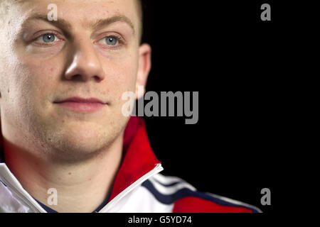 Großbritanniens Jack Whelbourne während des Short Track Speed Skating Media Day im National Ice Centre, Nottingham. Stockfoto