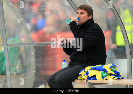 Rugby League - Stobart Super League - Hull Kingston Rovers gegen Warrington Wolves - Craven Park. Tony Smith, Cheftrainer von Warrington Wolves Stockfoto