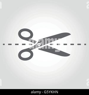 Vektor schwarze Scissorsicon mit Schnittlinie Symbol Stock Vektor