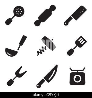 Vektor schwarze Küche und Kochen Icons set Stock Vektor