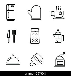 Vektor-Linie-Küche und Kochen Icons set Stock Vektor
