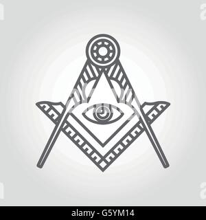 Vektor grauen Freimaurer Freimaurerei Emblem Symbol Stock Vektor