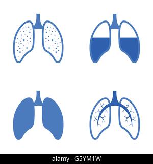 Vektor blau menschlichen Lunge Icons set Stock Vektor
