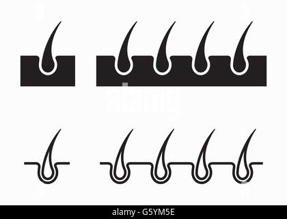 Vektor-schwarze Haarfollikel-Icons set Stock Vektor