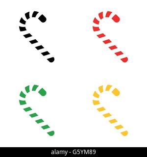 Vektor Farbe Christmas Candy Cane Symbol Symbol festgelegt Stock Vektor