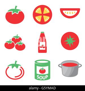 Vektor-Farbe-Tomate-Icons set. Stock Vektor