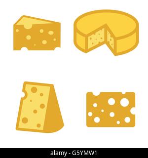 Vektor gelben Käse Icons set Stock Vektor