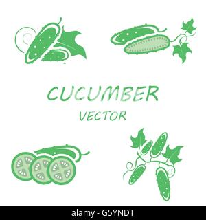 Vektor-flache Gurke Icons set Stock Vektor