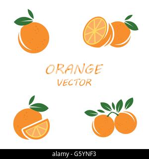 Vektor flach orange Icons set Stock Vektor