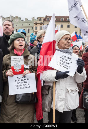 Das Komitee für die Verteidigung der Demokratie in Polen, Demonstration in Krakau. Stockfoto