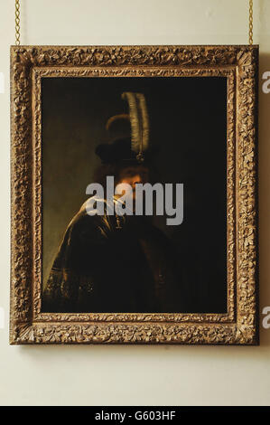 Ein vor kurzem bestätigtes Selbstporträt von Rembrandt entdeckt in Buckland Abbey, Devon.. Stockfoto