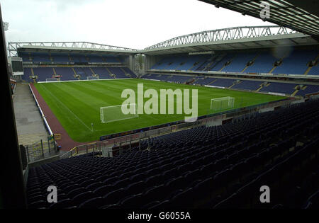 Allgemeiner Blick auf den Ewood Park. Ein allgemeiner Blick auf Ewood Park, die Heimat des Blackburn Rovers Football Club. Stockfoto