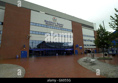 Allgemeiner Blick auf den Ewood Park. Ein allgemeiner Blick auf Ewood Park, die Heimat des Blackburn Rovers Football Club. Stockfoto