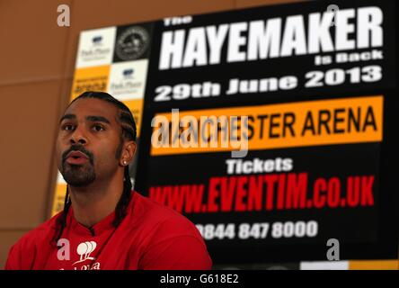 Boxen - David Haye-Pressekonferenz - Park Plaza Riverbank Hotel Stockfoto