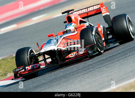 Charles Pic, FRA, Marussia F1 Team-Cosworth, während der Formel-1-Test-Sitzungen, 21-24/2/2012, auf dem Circuit de Catalunya in Stockfoto