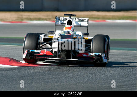 Sergio Perez, MEX, Sauber-Ferrari C31, während der Formel-1-Test-Sitzungen, 21-24/2/2012, auf dem Circuit de Catalunya in Stockfoto