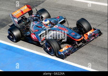 Jenson Button, GB, McLaren-Mercedes MP4-27, während der Formel-1-Test-Sitzungen, 21.-24.2.2012, auf dem Circuit de Catalunya in Stockfoto