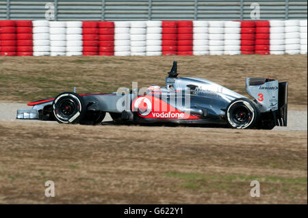 Jenson Button, GB, McLaren-Mercedes MP4-27, während der Formel-1-Test-Sitzungen, 21.-24.2.2012, auf dem Circuit de Catalunya in Stockfoto