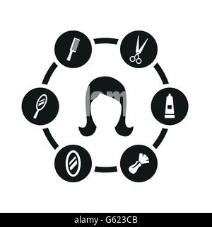 Vektor schwarze Barbier-Icon-set Stock Vektor
