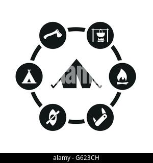 Vector black camping-Icon-set Stock Vektor