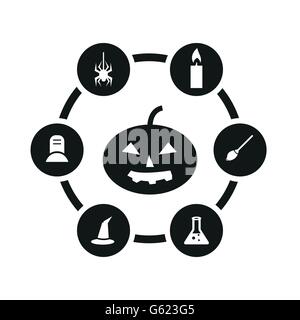 Vektor schwarze Halloween Symbolsatz Stock Vektor