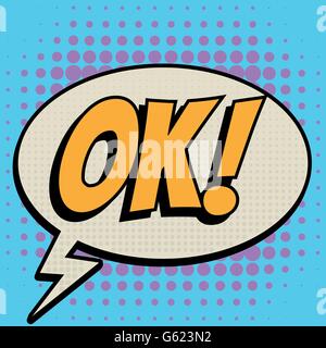 OK Comic Blase Text Retro-Stil Stock Vektor