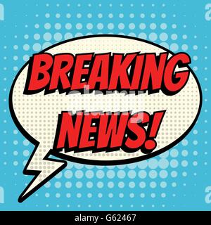 Breaking News Comic Blase Text Retro-Stil Stock Vektor