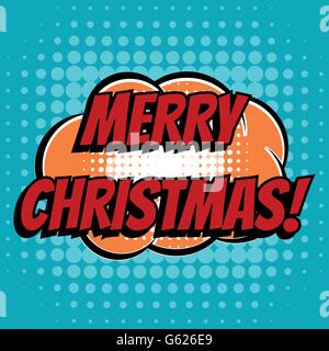 Frohe Weihnachten Comic Blase Text Retro-Stil Stock Vektor