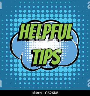 Hilfreiche Tipps Comic Blase Text Retro-Stil Stock Vektor