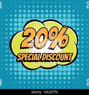 20 Prozent Sonderrabatt Comic Blase Text Retro-Stil Stock Vektor