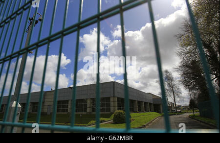 Die Lagerstätte des National Museum of Ireland in Balgeary, Swords Co.Dublin, wo vier Nashornköpfe im Wert von etwa 500,000 Euro (&Pfund;428,000) gestohlen wurden. Stockfoto