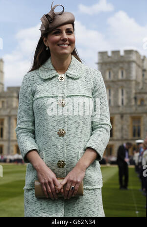 Die Herzogin von Cambridge nimmt an der National Review of Queen's Scouts in Windsor Castle, Berkshire, Teil. Stockfoto