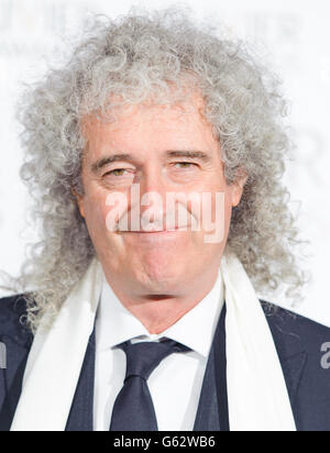 Brian May im Pressenzimmer bei den Olivier Awards 2013, im Royal Opera House, in Covent Garden, im Zentrum von London. Stockfoto