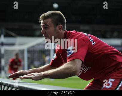 Callum McManaman von Wigan Athletic feiert das dritte Tor des Spiels während des Barclays Premier League-Spiels im Hawthorns, West Bromwich. Stockfoto