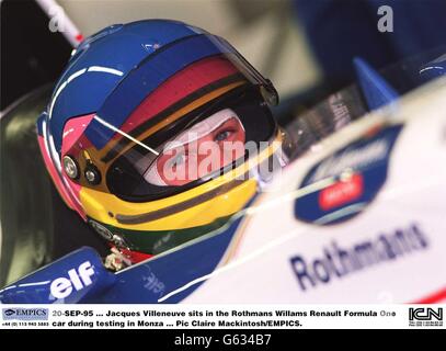 20-SEP-95. Jacques Villeneuve sitzt im Formel-1-Rennwagen Rothmans Williams Renault während der Tests in Monza Stockfoto