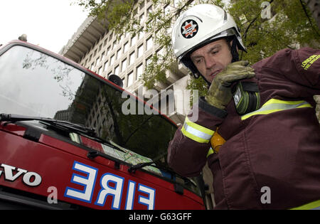 Firfighters im Home-Office Stockfoto