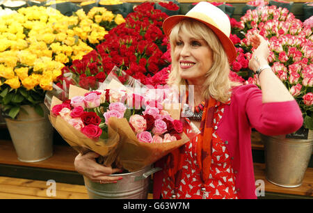 Joanna Lumley posiert vor dem M&S-Stand auf der RHS Chelsea Flower Show, London. Stockfoto