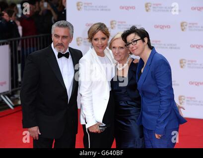 (Von links nach rechts) Paul Hollywood, Mel Giedroyc, Mary Berry und sue Perkins kommen für die Arqiva British Academy Television Awards 2013 in der Royal Festival Hall, London, an. Stockfoto