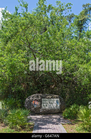 Florida, Everglades Nationalpark, Eingangsschild Stockfoto