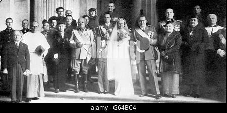 Politik - Benito Sohn Hochzeit - Vittorio Mussolini vermählten Orsola Buvolis - Italien - 1937 Stockfoto