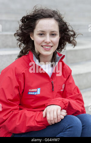 Kristie Reid während des Clipper 13-14 Round the World Yacht Race Fotocall auf den Stufen der Guildhall in Portsmouth, Hampshire. Stockfoto