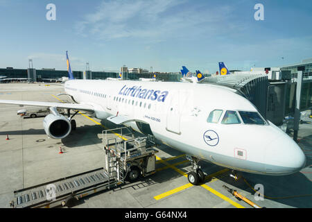 Flughafen: Airbus A321 Lufthansa, Frankfurt Am Main, Deutschland, Hessen, Hessen, Stockfoto