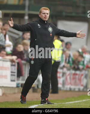 Fußball - Clydesdale Bank Scottish Premier League - Dundee United / Celtic - Tannadice Park. Celtic Manager Neil Lennon beim Spiel der Clydesdale Bank Scottish Premier League im Tannadice Park, Dundee. Stockfoto