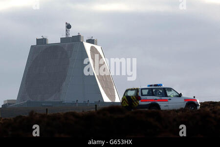 RAF Fylingdales - Sohn von Star Wars-System Stockfoto