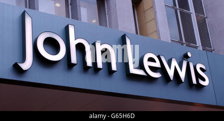 John Lewis Oxford Street. Das Schild vor dem Kaufhaus John Lewis in der Londoner Oxford Street. Stockfoto